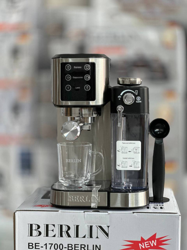 خرید اسپرسوساز برلین مدل BE-1700 | فشار 20 بار، توان 1700 وات و قهوه حرفهای بانه استور